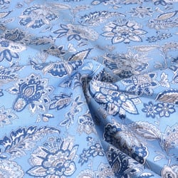 Tissu Coton imprimé Arty Arlesienne Indienne sur fond Bleu ciel
