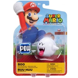 Boo avec bloc pow : figurine super mario 6 cm - figurine nintendo articulé - jakks - BANDAI