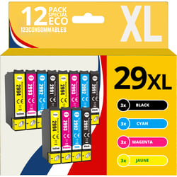 123CONSOMMABLES - 29XL - Pack 12 cartouches encre compatible avec EPSON T29XL pour Epson XP-342 XP-352 XP-452 XP-332 XP-245 XP-442 XP-255 XP-355 XP-455 XP-247 XP-432 XP-435 XP-335 XP-345 - 123CONSOMMABLES