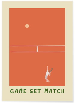 Affiche Tennis Sportive : Game Set Match | A3 : 29,7x42cm