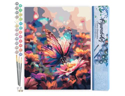 Peinture par Numéro Figured'Art - Papillon butinant - Kit de Loisir Créatif DIY Numéro d'Art Complet - 40x50cm sans châssis en bois