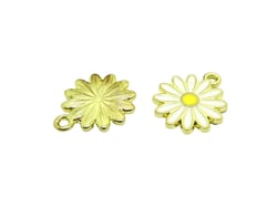 4 Breloques fleur marguerite 18*15mm doré et émail blanc