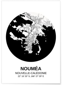 Affiche Carte Nouméa | A3 : 29,7x42cm