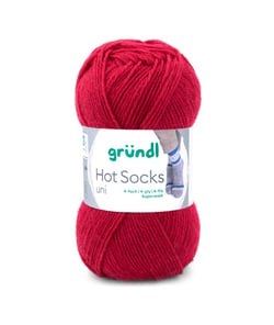 Laine à chaussettes à tricoter HOT SOCKS UNI - Grundl - certifiée Oeko-Tex 34 Rouge