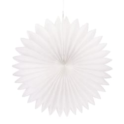 Rosette en papier, 40cm ø, blanc, 1 pce.
