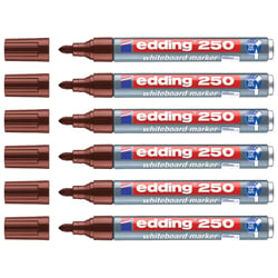 Lot de 6 marqueurs pour tableaux blancs - EDDING - Pointe moyenne 1,5-3 mm - Marron