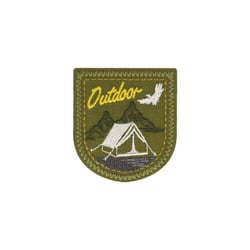 Ecusson thermocollant OUTDOOR tente fond kaki 5x5cm