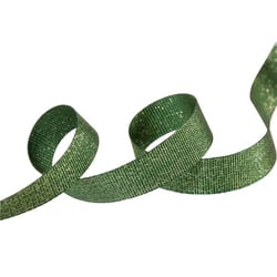 Bobine 25m gros grain métallisé vert bouteille 15mm