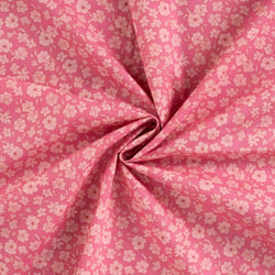 Tissu Coton imprimé Fleurs Mia sur fond Rose