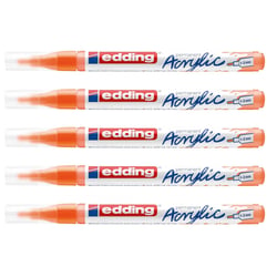 Lot de 5 marqueurs peinture acrylique pointe fine - EDDING - Orange fluorescent