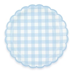 8 Assiettes Festonnée Vichy Bleu