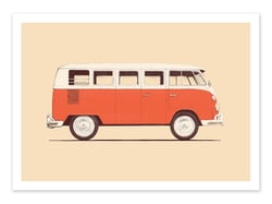 Affiche 30 x 40 cm - Red Van - Florent Bodart