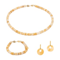 Collier, bracelet et boucles d'oreilles Blima en pierres Jade jaune - Sloya