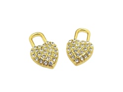 2 Breloques Coeur 21*12mm doré et strass