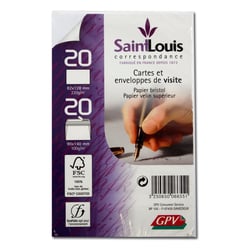 20 cartes  de visite + enveloppes - Extra-blanc - 82x128mm/90x140mm - GPV