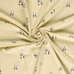 Tissu Jersey Coton imprimé Panda sur fond Beige