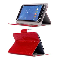 Housse Universelle Simili Peau Crocodile Tablette 7 Pouces Rabat Pression Rouge YONIS