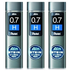 Mine de rechange Pentel Ain Stein C277 - 0,7 mm - Dureté H - Lot de 3 étuis de 40 mines