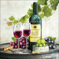 Lot de 4 serviettes en papier découpage collage 33 cm VIN ROUGE RAISIN
