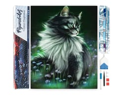 Diamond Painting Broderie Diamant Figured’Art 40x50cm toile entière roulée avec diamants carrés - Joli Chat