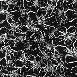 Tissu Viscose EcoVero grandes fleurs Blanche sur fond Noir