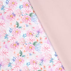 Tissu Softshell Digital Bouquet sur fond Rose bébé