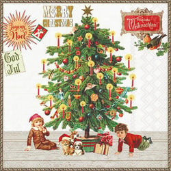 Lot de 4 serviettes en papier découpage collage 33 cm SAPIN DE NOEL ENFANT CADEAU N 706