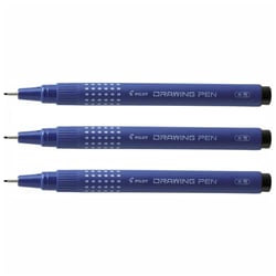 Lot de 3 feutres à dessin pointe polyacétate baguée 0,80 mm - PILOT Drawing Pen 08 - Noir