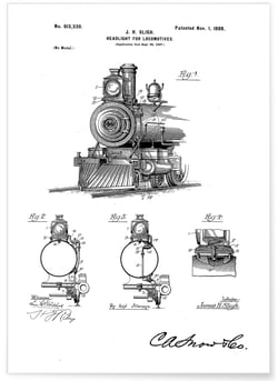 Affiche Brevet Locomotive | A3 : 29,7x42cm- Imagerie Murale ...