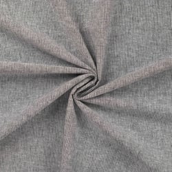 Tissu Lin Coton rayé blanc sur fond Gris chiné