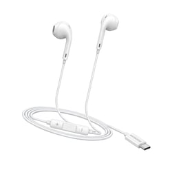 Mayaxess Écouteurs Filaires pour iPhone 15 Pro Max USB-C avec Micro intégré Blanc