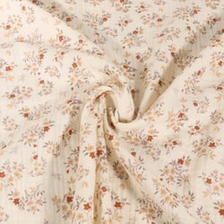 Tissu Double gaze Nambra floris sur fond Ecru