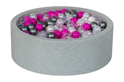 Piscine à balles Aire de jeu + 450 balles perle, transparent, rose, argent - Velinda