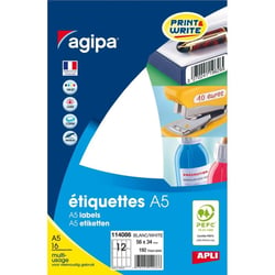Apli 114086 - Etiquettes multi-usage blanches 56 x 34mm A5