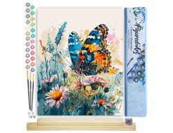 Peinture par Numéro Figured'Art - Papillon et Fleurs - Kit de Loisir Créatif DIY Numéro d'Art Complet - 40x50cm toile roulée + châssis en bois à monter