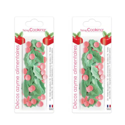 Décorations comestibles en feuille azyme - Houx de Noël