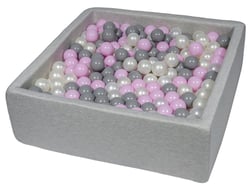 Piscine à balles pour enfant, 90x90 cm, Aire de jeu + 450 balles perle, rose clair, gris - Velinda