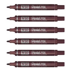 Marqueur permanent - PENTEL - Pointe ogive 2 mm - Marron - Lot de 6