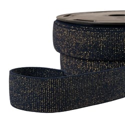 Elastique boxer métallisé bleu marine/or 32mm au mètre