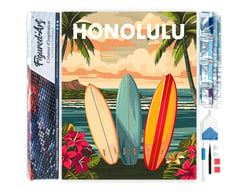 Diamond Painting Broderie Diamant Figured’Art 40x50cm toile entière roulée avec diamants carrés - Affiche de voyage Honolulu