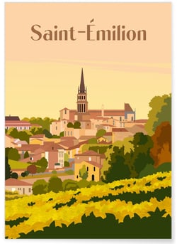 Affiche ville Saint-Émilion | A3 : 29,7x42cm