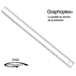 Graphoplex - Règle transparente 2 biseaux blancs + bosselage 50 cm