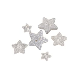 Lot de 3 boutons étoile pailleté argent