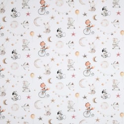 Tissu  Coton imprimé Animaux Circus sur fond Blanc - Au mètre