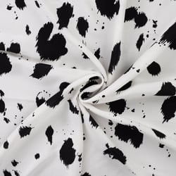 Tissu Viscose imprimé Taches noires éclatées sur fond Blanc