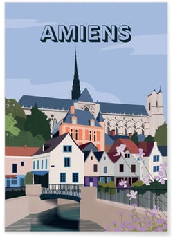 Affiche ville Amiens | A3 : 29,7x42cm