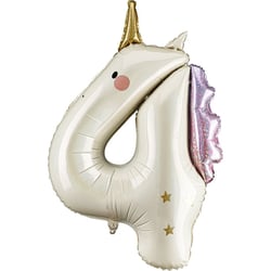 Ballon Aluminium Géant Licorne Chiffre 4 - 93 cm