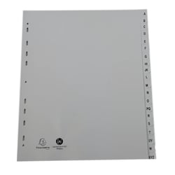 Intercalaires imprimés alphabétiques PP recyclé gris - AZ 20 positions - A4 Maxi - Gris - x 10 - Exacompta