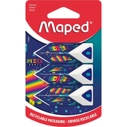 Gommes - Blanche - Triangulaire - Ergonomique - Lot de 3 - Maped - Pixel party