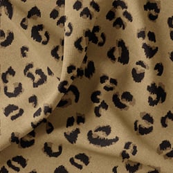 Tissu Toile de Coton Canvas Léopard sur fond Camel - Au mètre